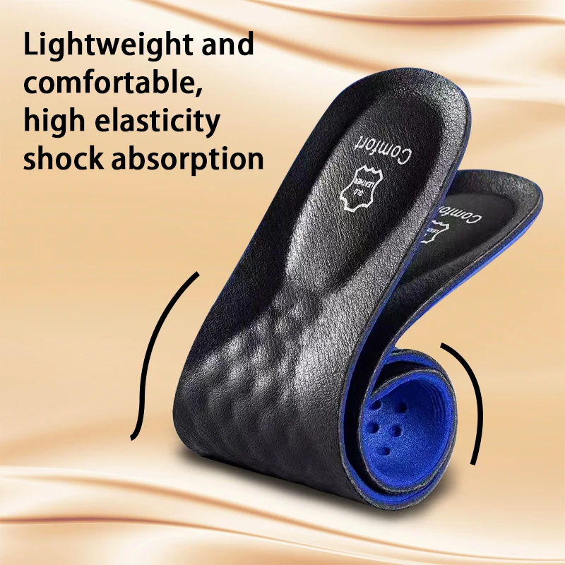 Premium Leather Shoe Insole for Flat Footed Orthopedic Arch Support Plantar Fasciitis Feet Pad Shock-absorbing Cushion Protector - view 5