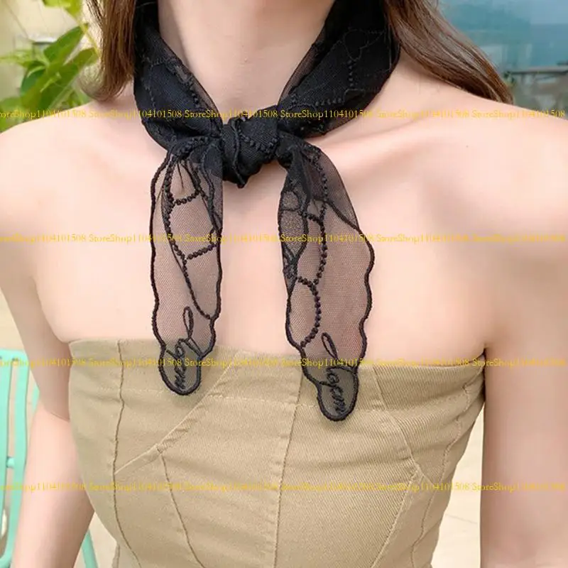 

15YC Elegant Floral Bandana Cottagecore Party Wear for Stage Shows Lacework Hair Scarf Headscarf Hairscarf
