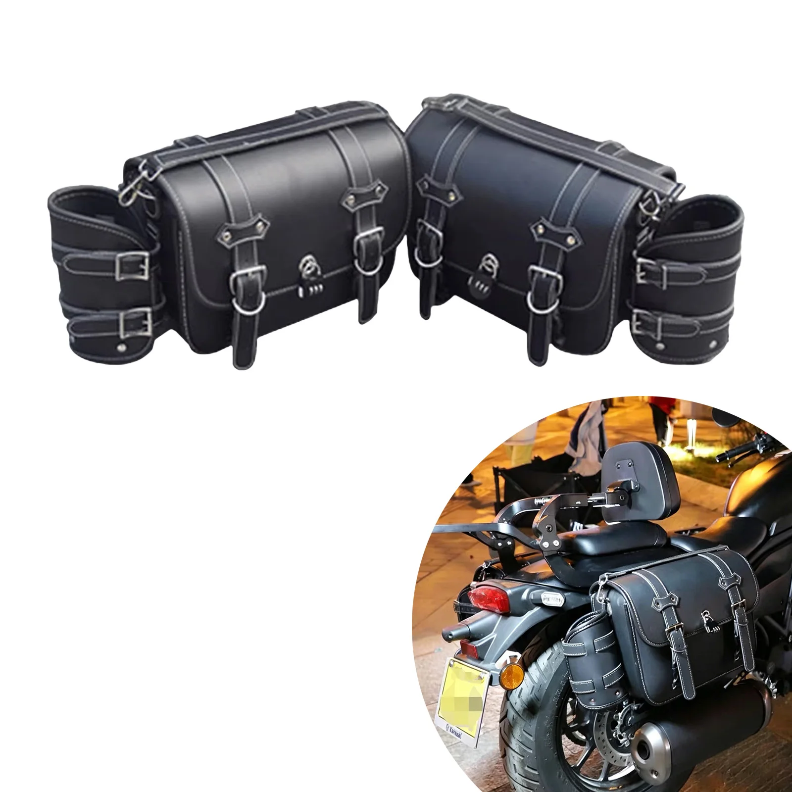 

Motorcycles Accessories Quick Release Saddlebags Side Bags Waterproff Bags Pannier Side boxes Fit For Kawasaki Eliminator 500