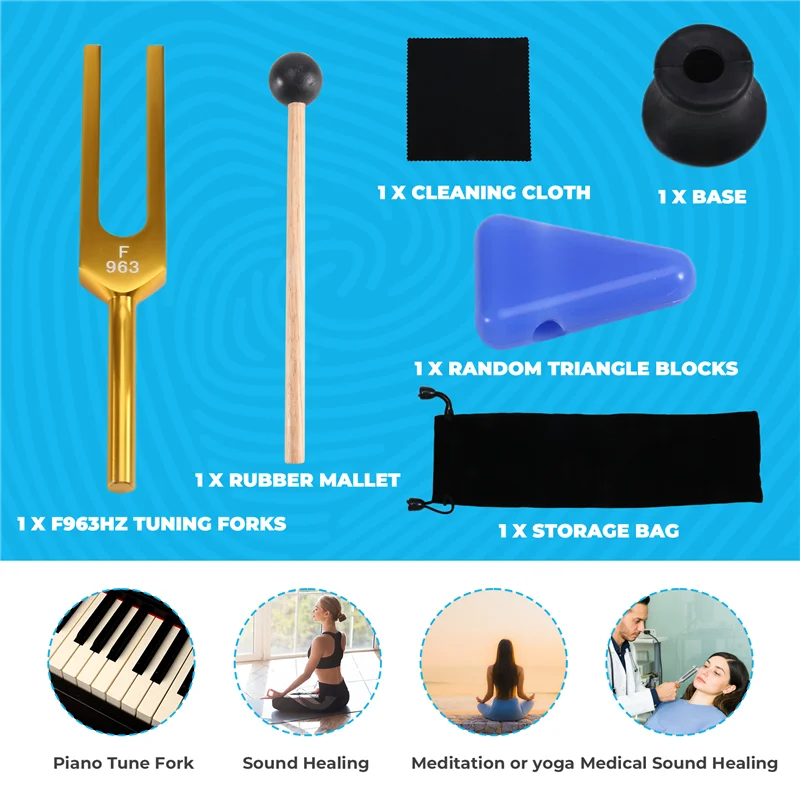 

A60F-F Набор камертонов 963 Гц, камертон для исцеления чакры, звуковой терапии, сохранения тела, разума и духа в идеальной гармонии