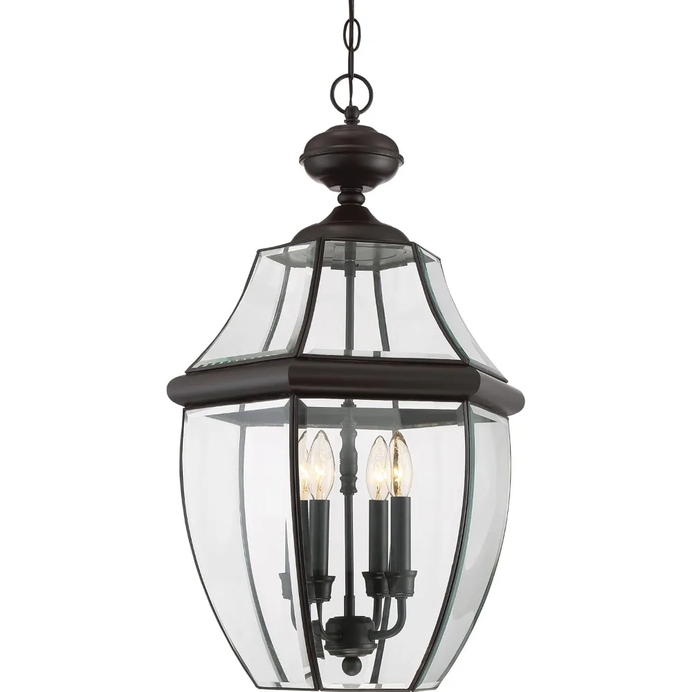 

Newbury Outdoor Hanging Lantern, 26.5 Inch 4-Light Medici Bronze French Country Lamp-Style Fixture, Max Hanging Height