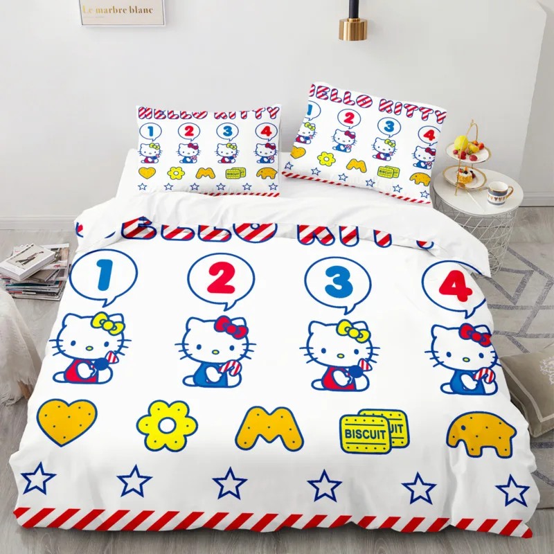 Cartoon Anime Sanrio powłoczki Hello Kitty Kuromi Melody kołdra kołdra pokrywa poszewka Kawaii dla dziewcząt dzieci królowa łóżko King-size zestaw