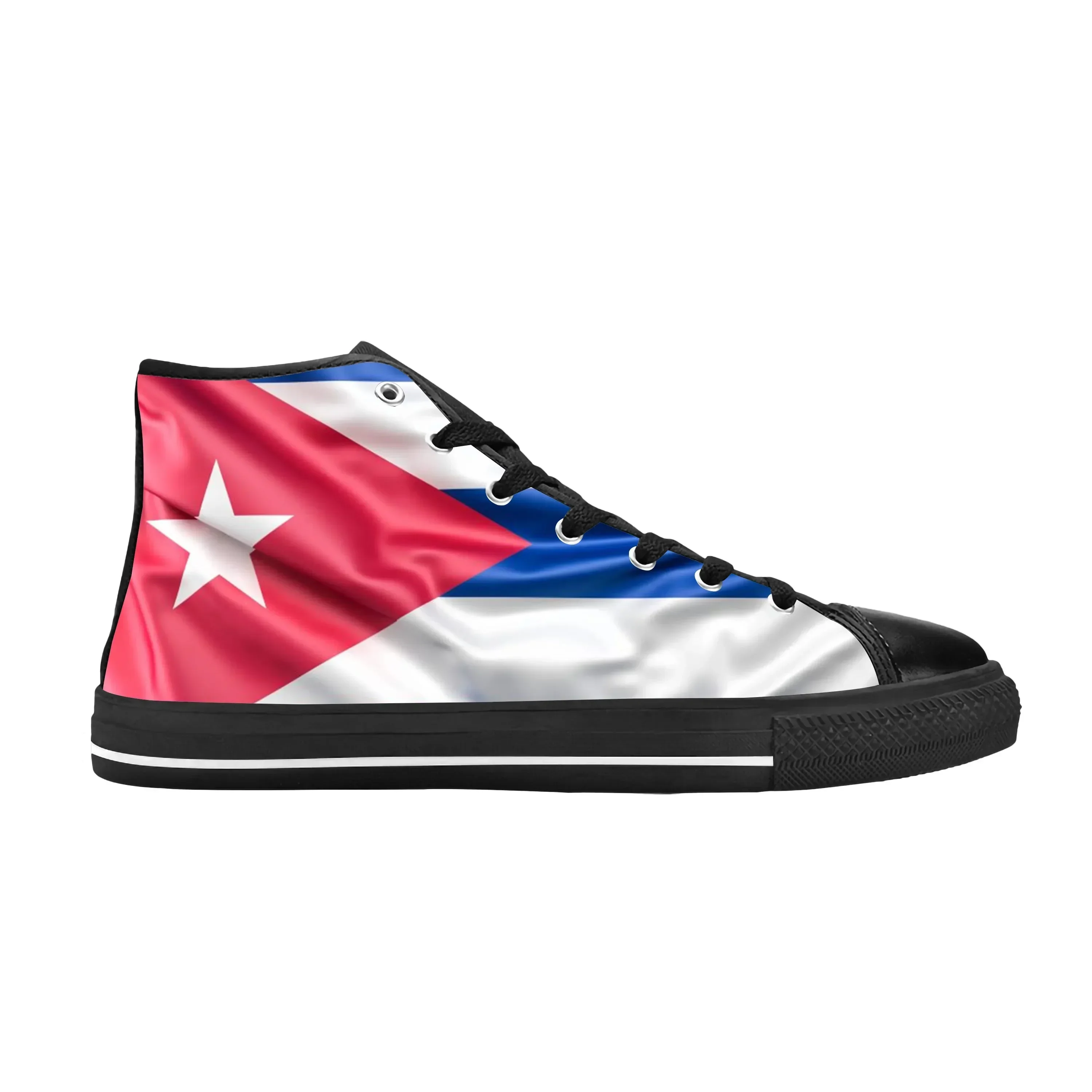 

Hot Cuba Cuban Flag Patriotic Pride Funny Fashion Casual Cloth Shoes High Top Comfortable Breathable 3D Print Men Women Sneakers