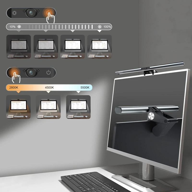 1 قطعة شريط إضاءة شاشة الكمبيوتر حماية العيون شريط إضاءة شاشة كمبيوتر شخصي مع كاميرا ويب 1080P