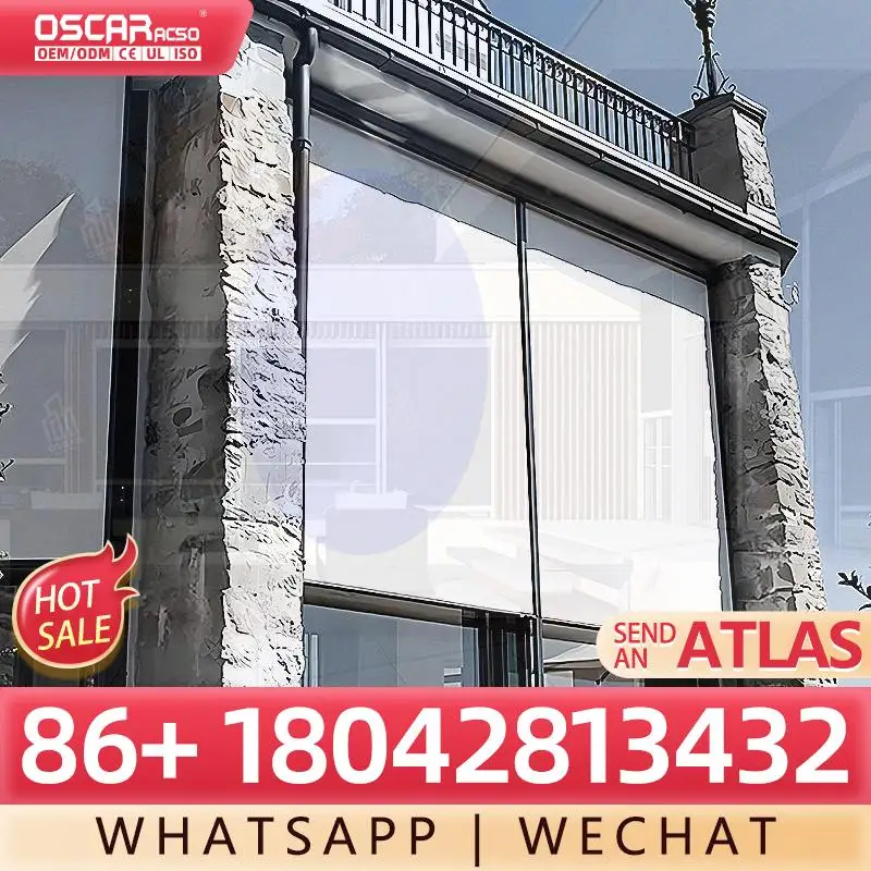 

Наружные ветрозащитные многоразовые дорожки на молнии, моторизованные водонепроницаемые затемняющие шторы для патио для садов, патио, балконов, рулонных штор