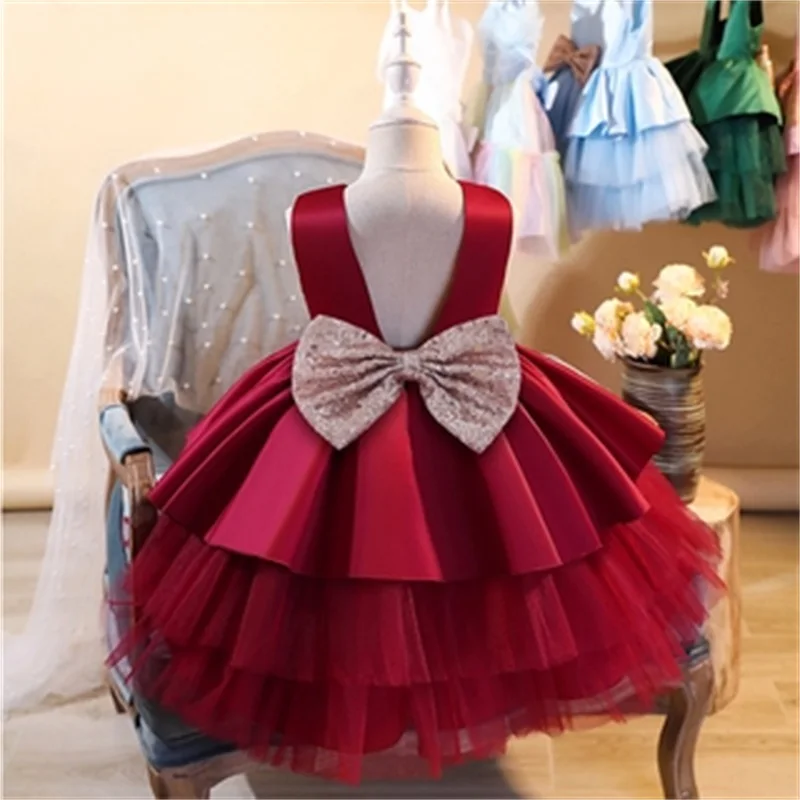 New Green Christmas Party Dresses For Girls Children Costume Tutu Elegant Kid Birthday Wedding Prom Gown Girl Princess Dress