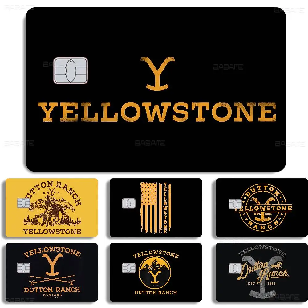 Yellowstone Anime Cartoon Bear Skin Sticker Film Tape Case for Big Credit Debit Card Front Side
