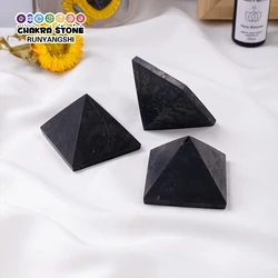 1pc Natural Crystal Shungite Pyramid Polishing Magic Reiki Energy Tower Point Home Decoration Healing Gemstone Desk Ornament