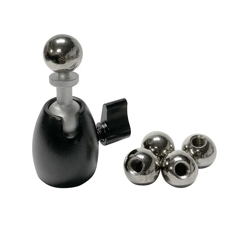 1.7cm Spherical to 1/4 Screw Mobile Phone Clip Transfer Screw 17.4mm Flat Clip Metal Adapter Steel Ball Head