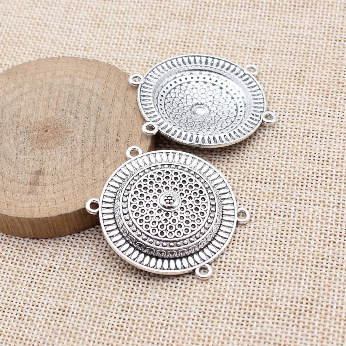WYSIWYG 10pcs 42x40mm Antique Silver Color 4-Hole Body Chain Waist Chain Forehead Chain Connector For DIY Jewelry Making