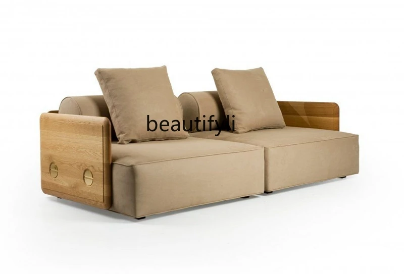 Solid Wood Cloth Craft Sofa Living Room Light Luxury and Simplicity Nordic New Small Apartment Sofa for Three People