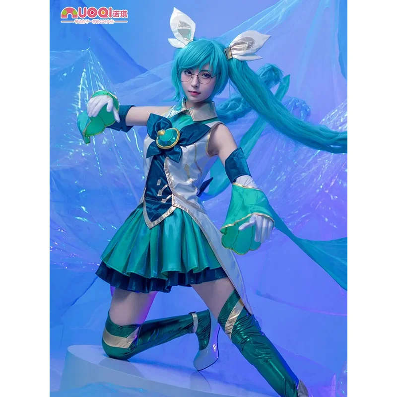 LOL Star Guardian Sona Cosplay Costume Game LOL Sona Costume Halloween Outfit Full Set LOL Character Green Cos Costume