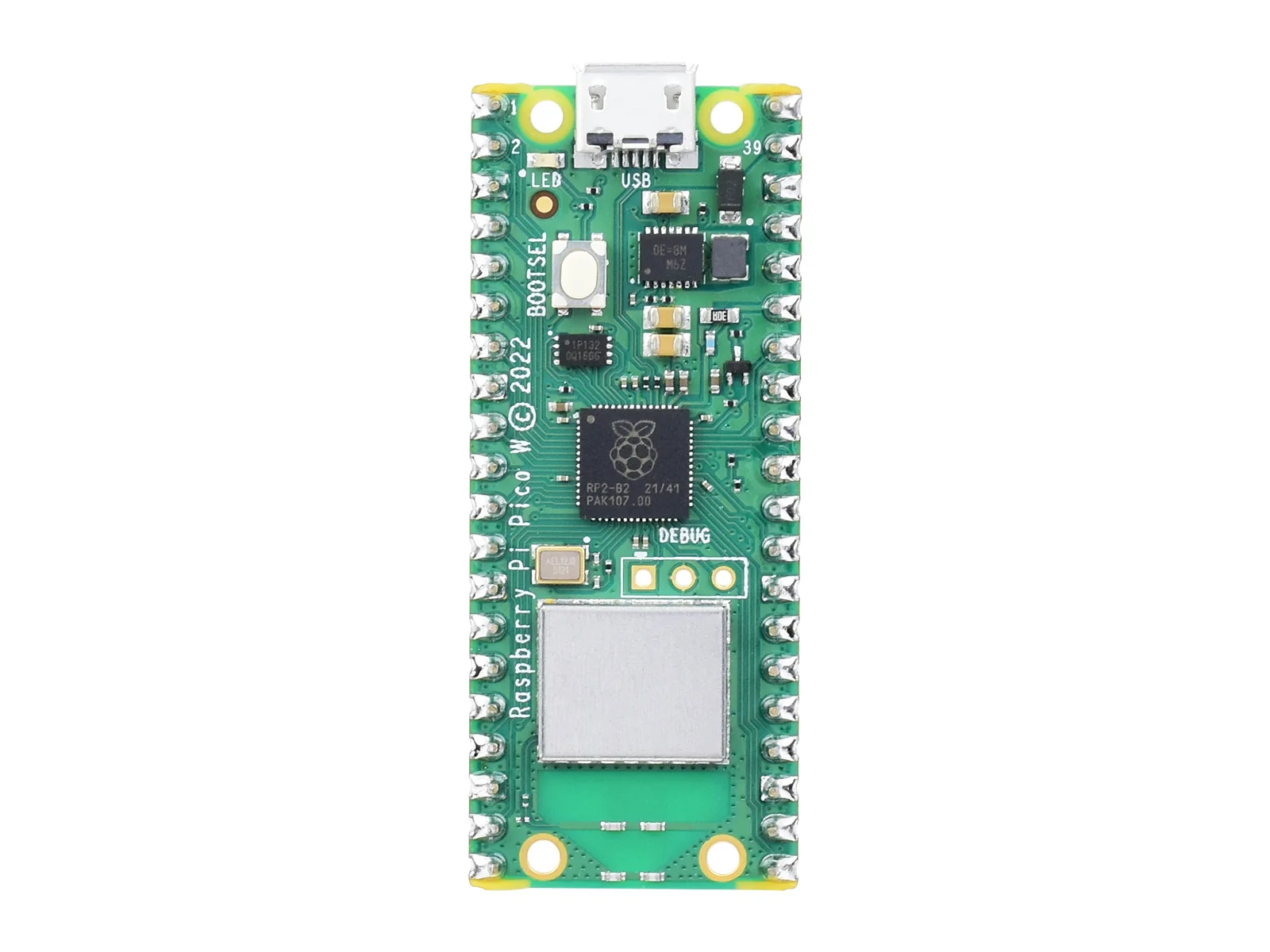 Raspberry Pi Pico W Microcontroller Board with pre-soldered header, Built-in WiFi, Based on Official RP2040 Dual-core Processor,