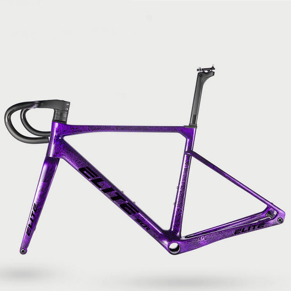 Neu Eingetroffen Ultraleichter 950g T1000 ELITE Carbon-Rennradrahmen Scheibenbremse Fahrradteil 47/49/51/54/56cm BB86 Vollständige HID-Kabelverbindung – Detail 12