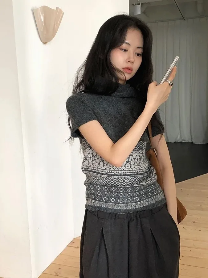 Chic High Collar ort Sve Women's Knitwear Spring New Sle Versatile Base Layer Top Age Reducing Knitted irt