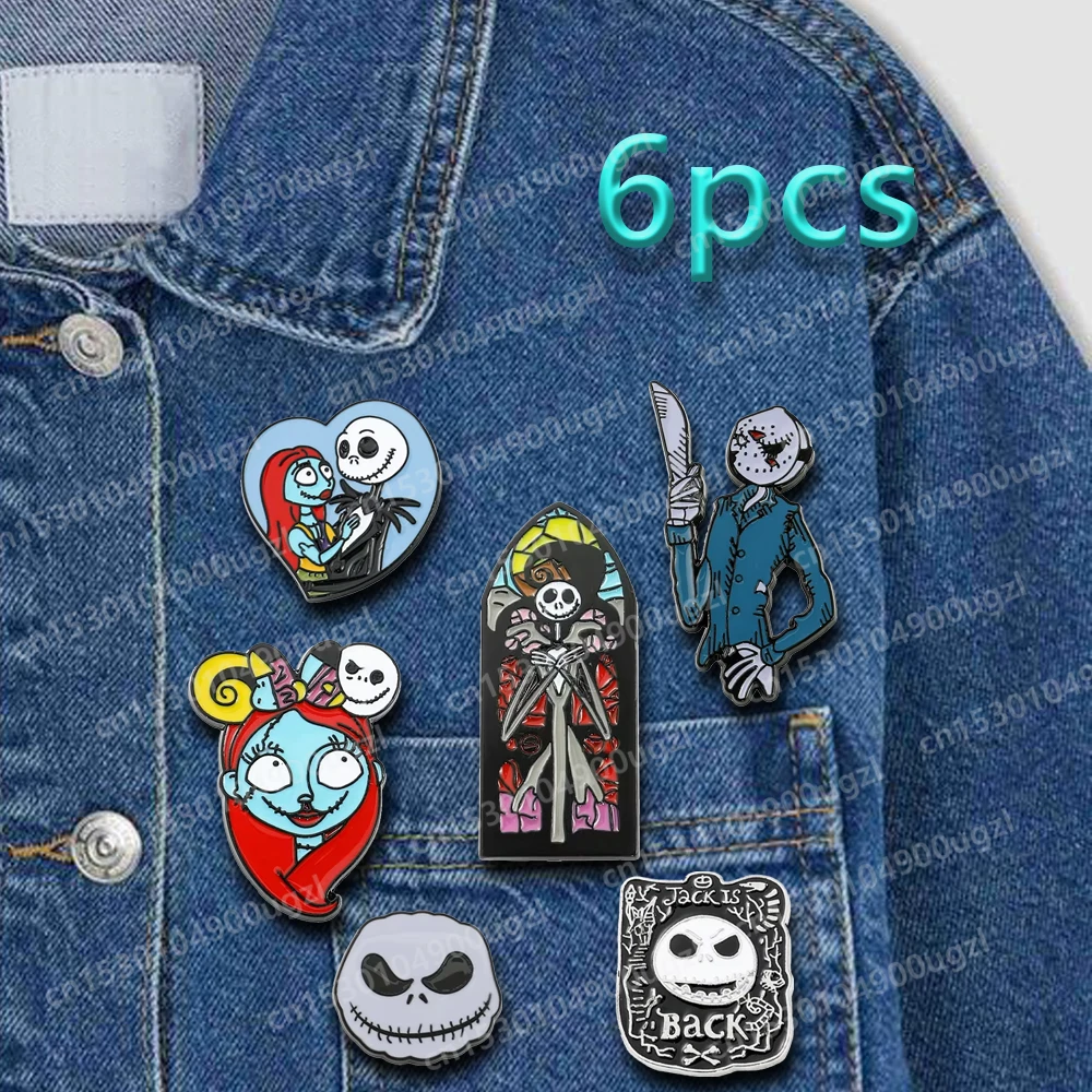 

Hot The Nightmare Before Christmas Disney Cartoon Enamel Pin Halloween Elements Brooch Collection Decorative Hats Clothes Kawaii