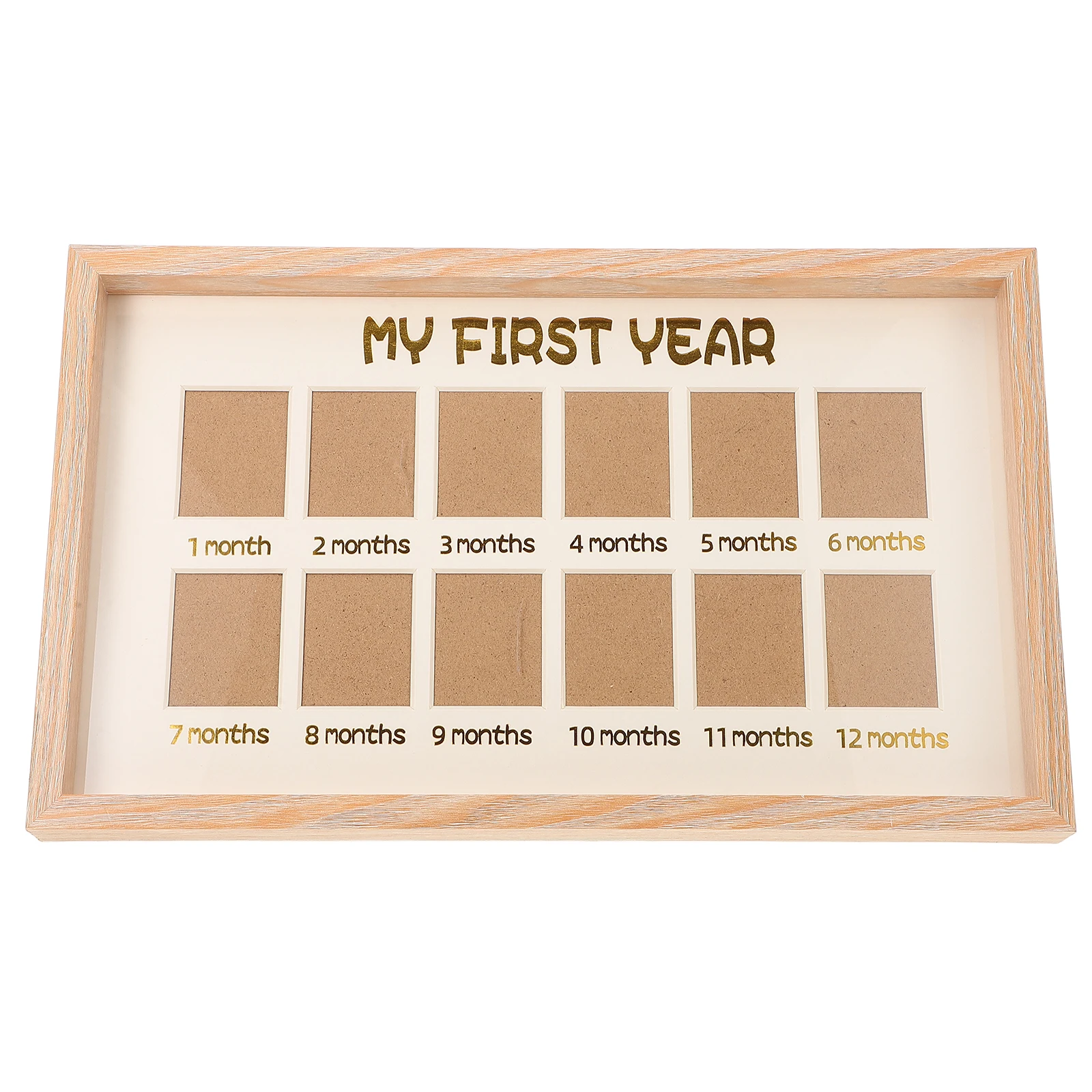 

12 Month Baby Growth Memorial Photo Frame for First Year Milestone Picture Display Keepsake Infant Room Decor Shower Gift Idea