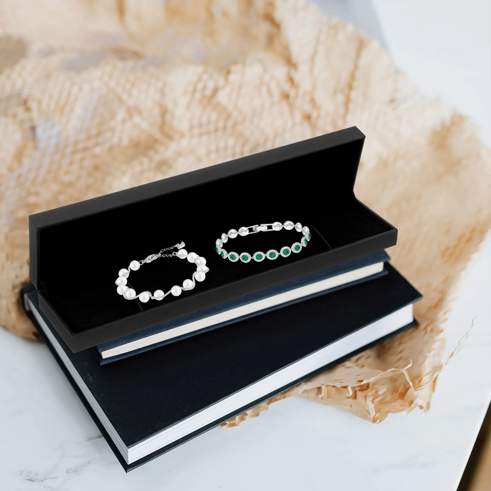 

Luxury Jewelry Storage Box Packaging Case for Necklace Bracelet Black Chain Box ganizing Container Gift Wrapping Boxes