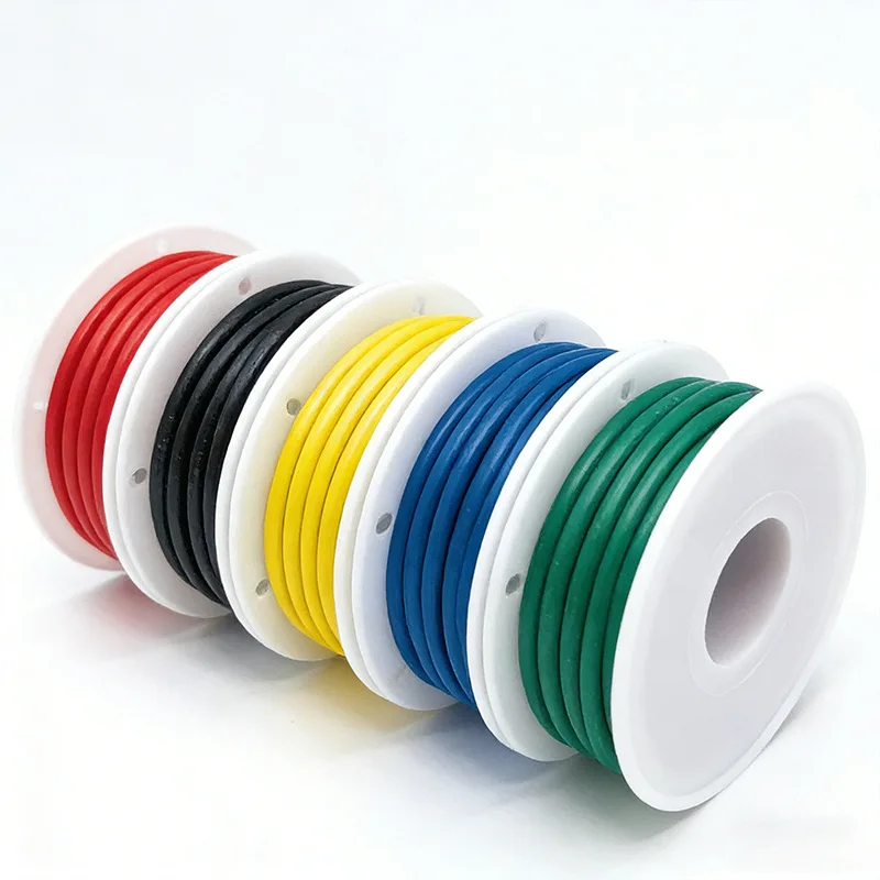 Soft Silicone Electrical Wire Easy to Use 5mx5Roll - 18/20/22/24/26/28AWG DIY Wire, Flexible Tin-Copper Wire