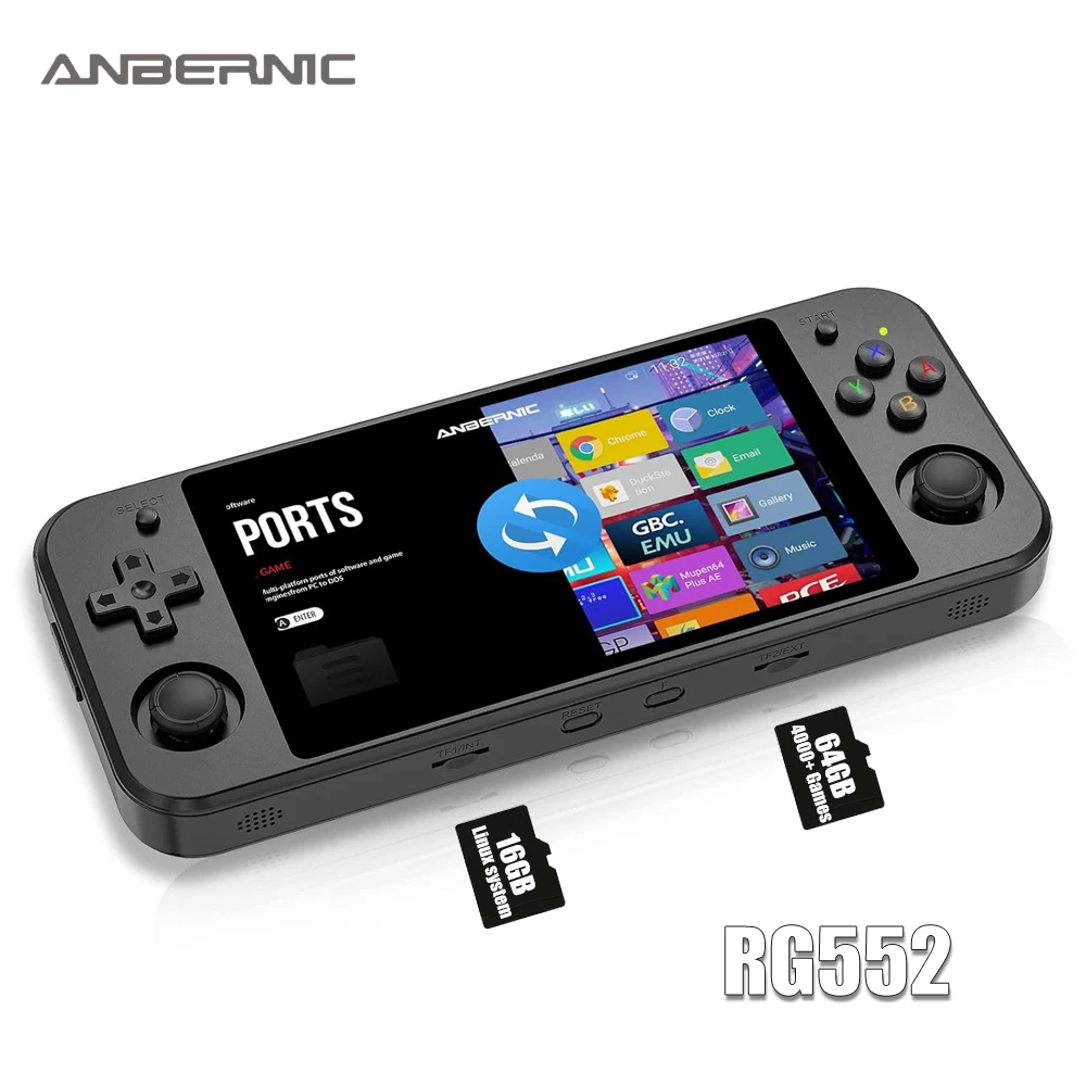 ANBERNIC RG552 Handheld Android System Game Console High Speed EMMC 5.1 and 16G Linux System Built-in 6400 mAh Battery 5.36 Inch