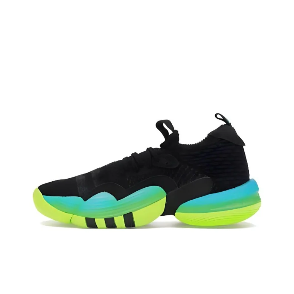Adidas Trae Young 2.0 Slip Resistant Abrasion Resistant Low top Basketball Shoes Men's Black Green HO6473