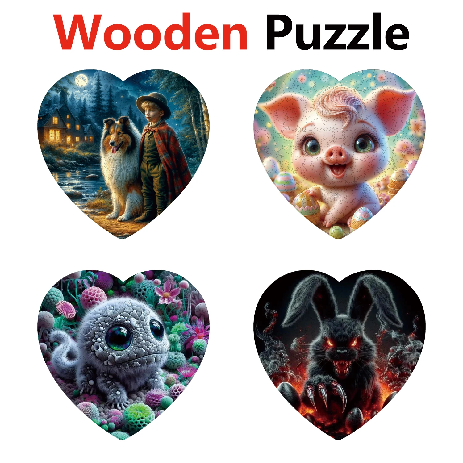 

Wolf Pig Spider Rabbit Animal Puzzles High Quality Jigsaw Puzzle Wooden Puzzle Best Christmas Gift