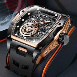 2024 FEELENEVER Design Men Automatic Watch Skeleton Mechanical Wristwatch Stainless Steel Case Sapphire Crystal Waterproof Watch