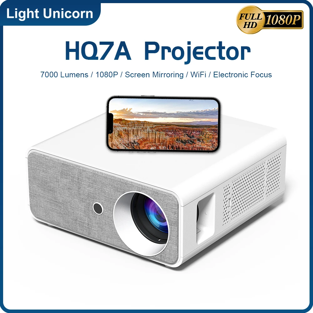 Touyinger HQ7 7000 Lumens Led Projector Android Portable Beamer 1080P Full HD Home Cinema 300‘’ Screen Support Bluetooth Wifi