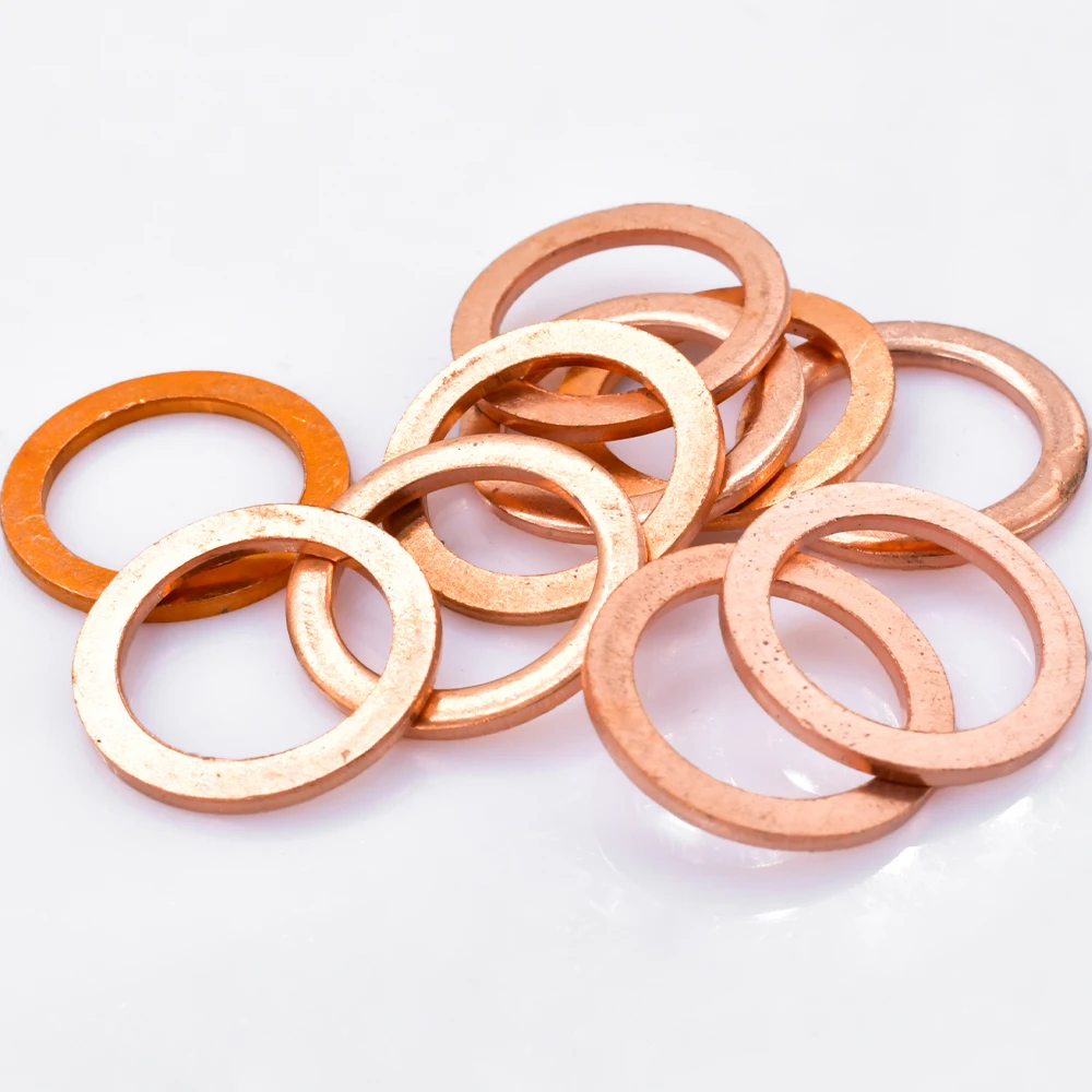 5-40Pcs Solid Pure Copper Oil Plugs Washer M5 M6 M8 M10 M12 M14 M16 M18 M20 M22 O-ring Sealing Gasket Copper Oil Plugs Spacers