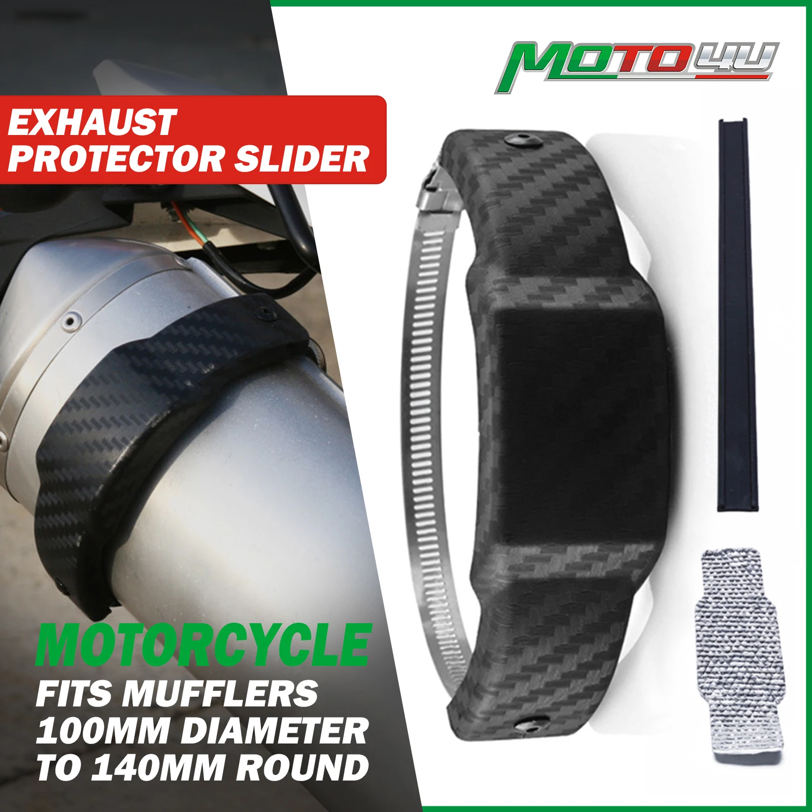 Protector de escape redondo Universal, cubierta deslizante, deslizador de escape Supermoto, protector de escape para motocicleta, anillos de fijación