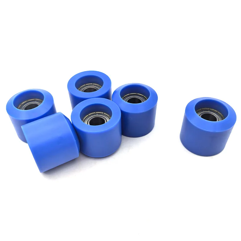 Rubber bearing wheel with rod 6001 wear-resistant guide roller stainless steel shaft screw bag POM conveyor pulley ball