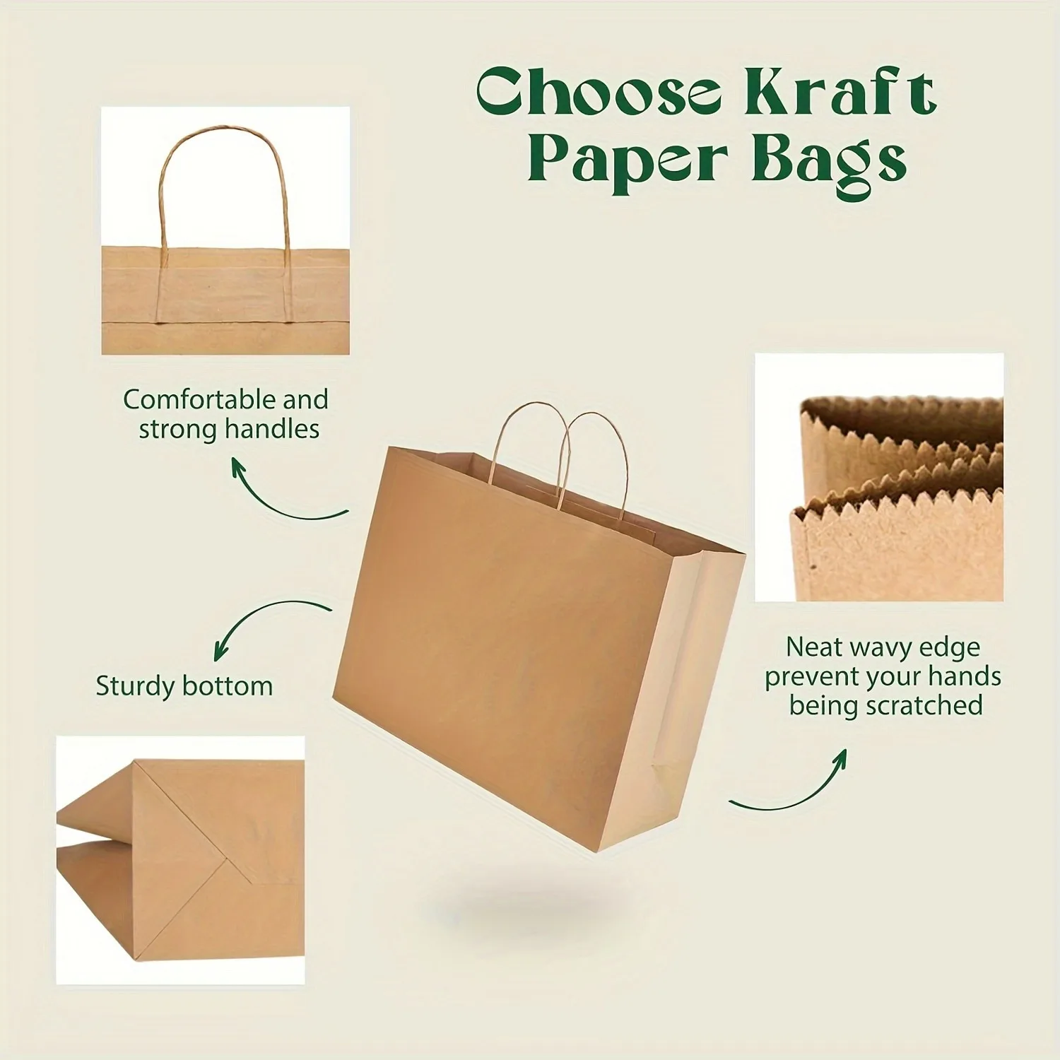 20 sacchetti regalo grandi in carta kraft con manici, sacchetti per la spesa ecologici per confezioni regalo per feste, matrimoni, compleanni