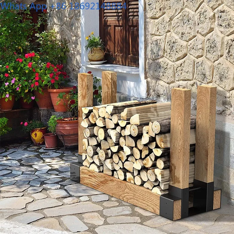 Modern Minimalist Adjustable Wood Storage Rack Stand Set Iron Art Fireplace Wood Telescopic Storage Rack