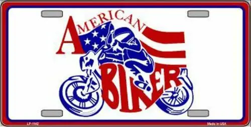 American Biker Novelty Metal License Plate Tag Aluminum