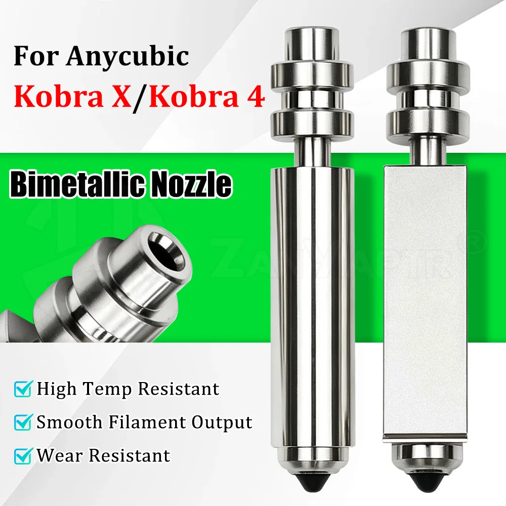 Bimetallic Nozzle for Anycubic Kobra X Kobra 4 3D Printer High Speed Printing Smooth Filament Output Wearproof HotEnd Nozzle
