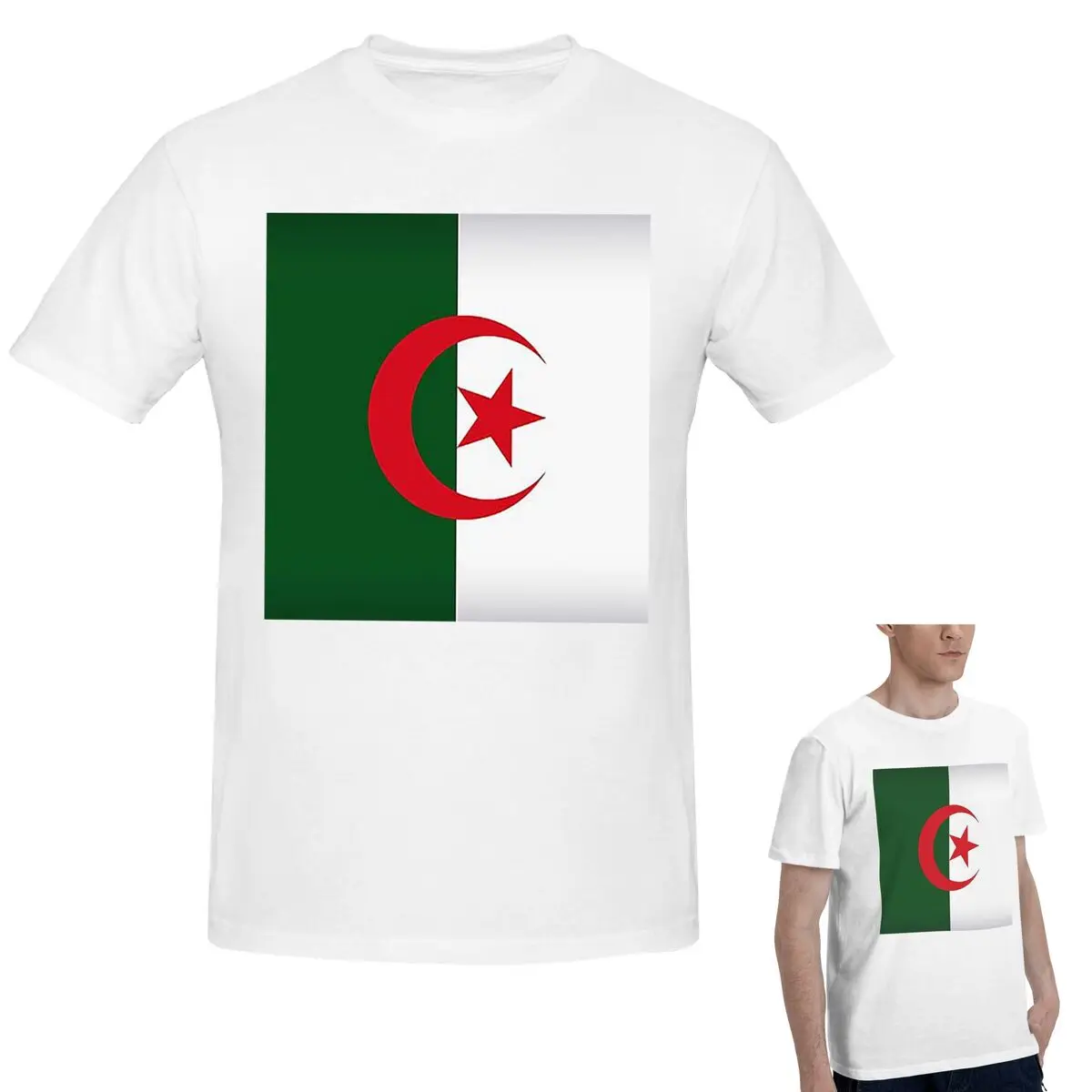 

100% Cotton Algeria Official Flag Of Algeria T-Shirt Men's Fashion Oversized T Shirt Men O-Neck Summer Shirts Tops S-6XL