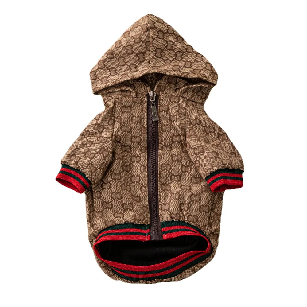 

Fashion brand dog clothes fashion pet coat sweater Schnauzer luxury dog hooded jacket coat.