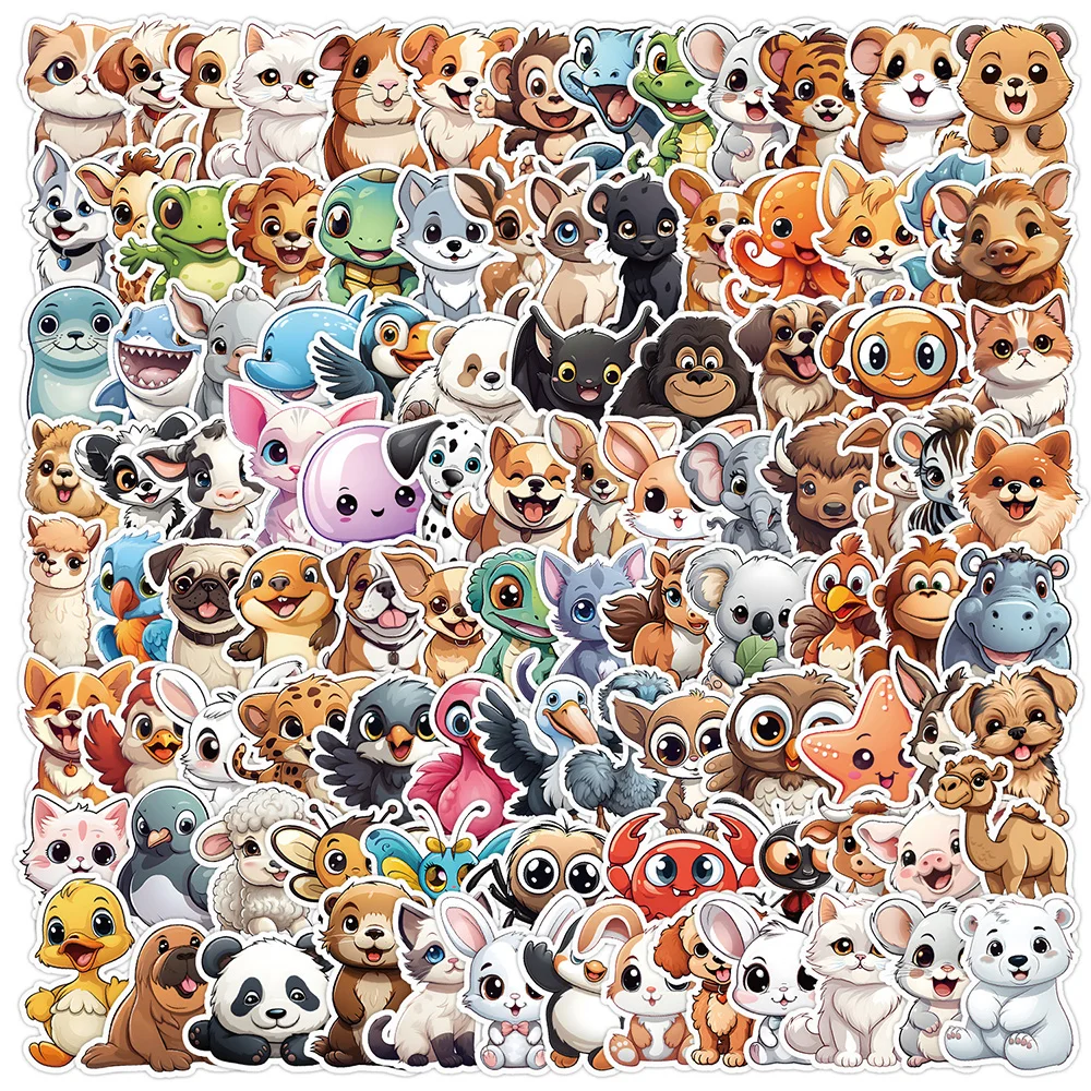 10/30/50/100pcs Cute Cartoon Animals Graffiti Stickers estetica fai da te telefono Laptop Notebook valigia adesivo impermeabile giocattolo per bambini