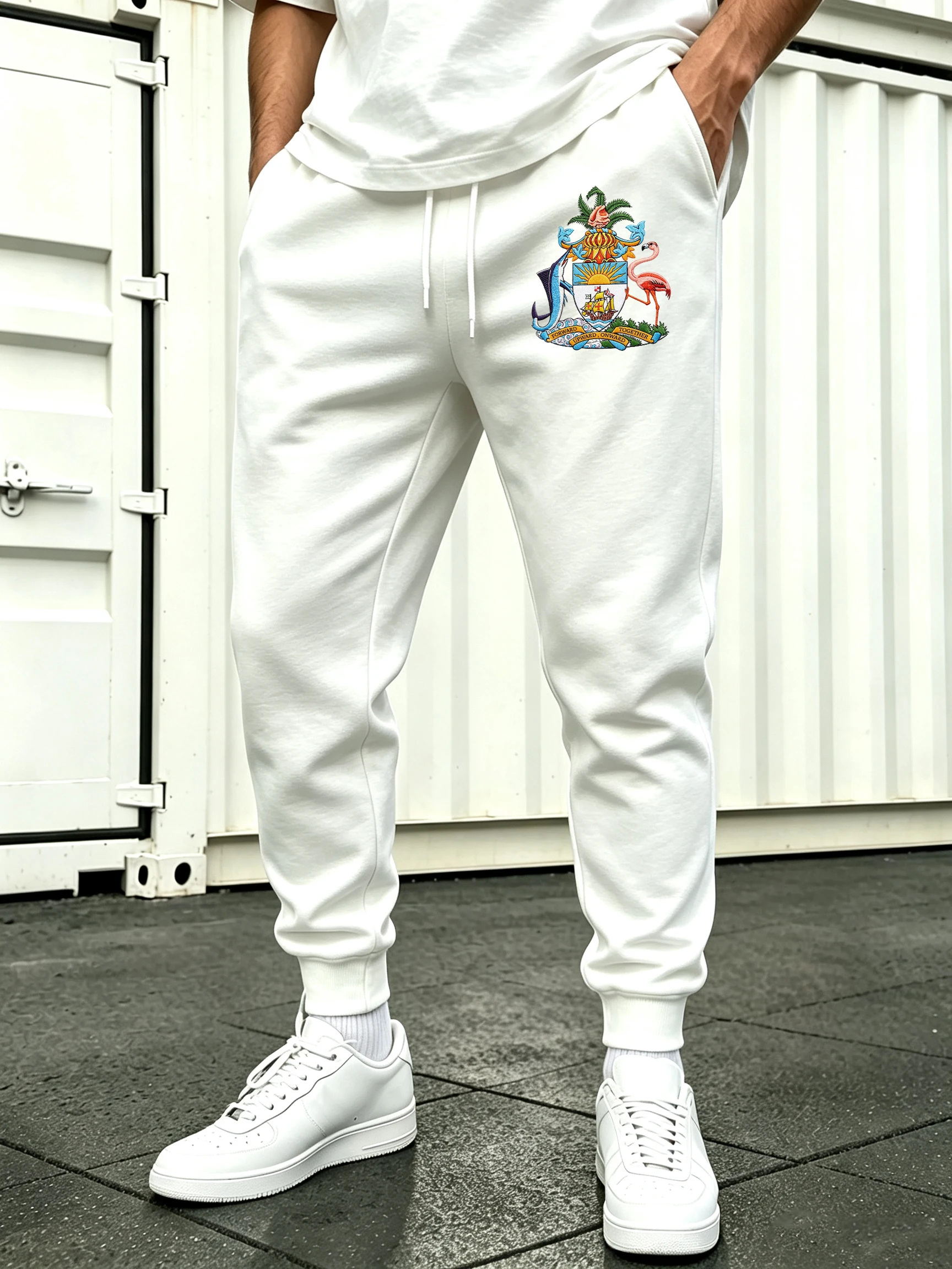 Bahamas Printed Men Casual All-Match Long Pants Street Autumn Britches Pocket Fleece Trousers Trendy Versatile Sportpants