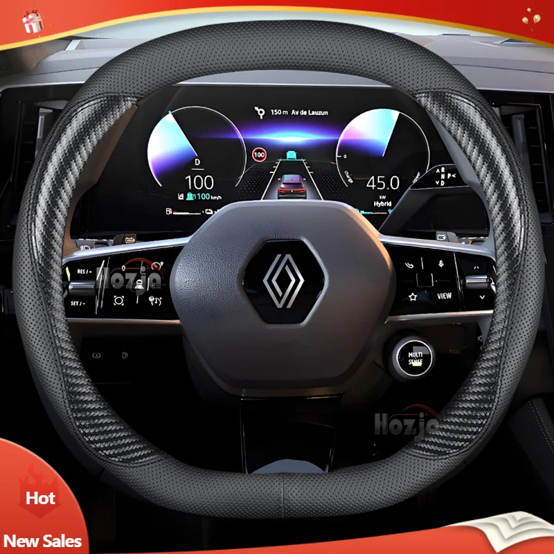 

Leather Car Steering Wheel Cover for Renault Espace E-Tech 2022 2023 2024 Non-slip Auto Interior Accessories