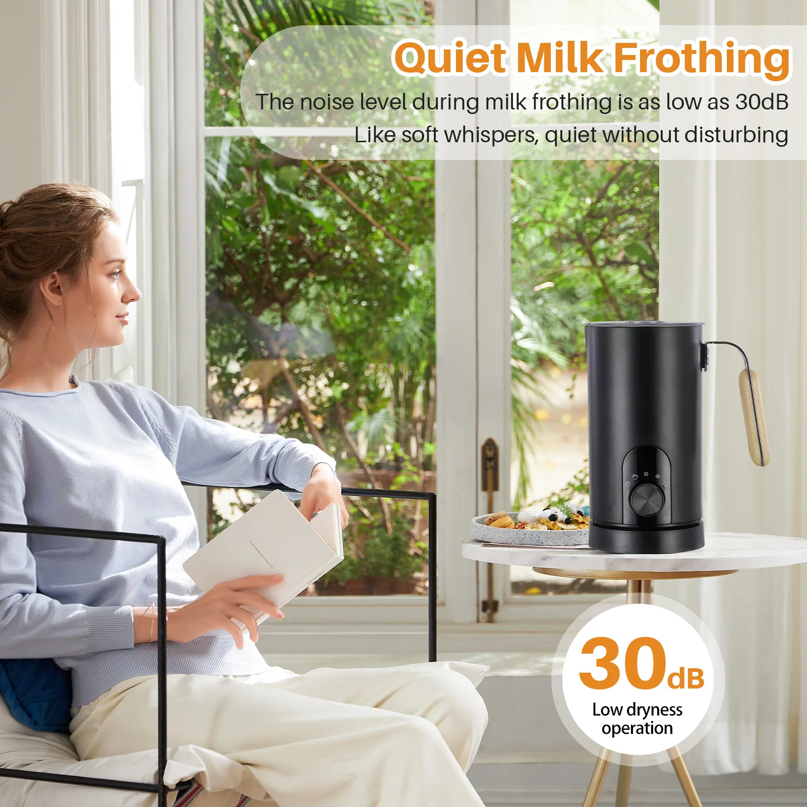 5-in-1 Milchaufschäumer Elektrische Milchschaummaschine Automatischer Milchaufschäumer Elektrischer Milchschäumer Schaumerzeuger für Cappuccino Sahne Ei – Detail 11