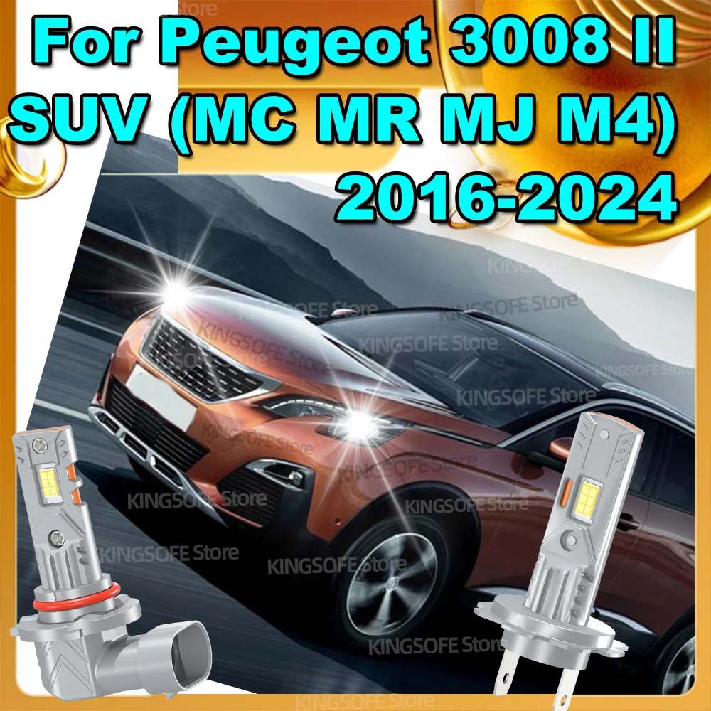 

2/4 шт. светодиодные лампы Canbus 30000 лм для фар автомобиля, 6000K, высокой мощности, для Peugeot 3008 II SUV MC MR MJ M4 2016-2024 2017 2018 2019
