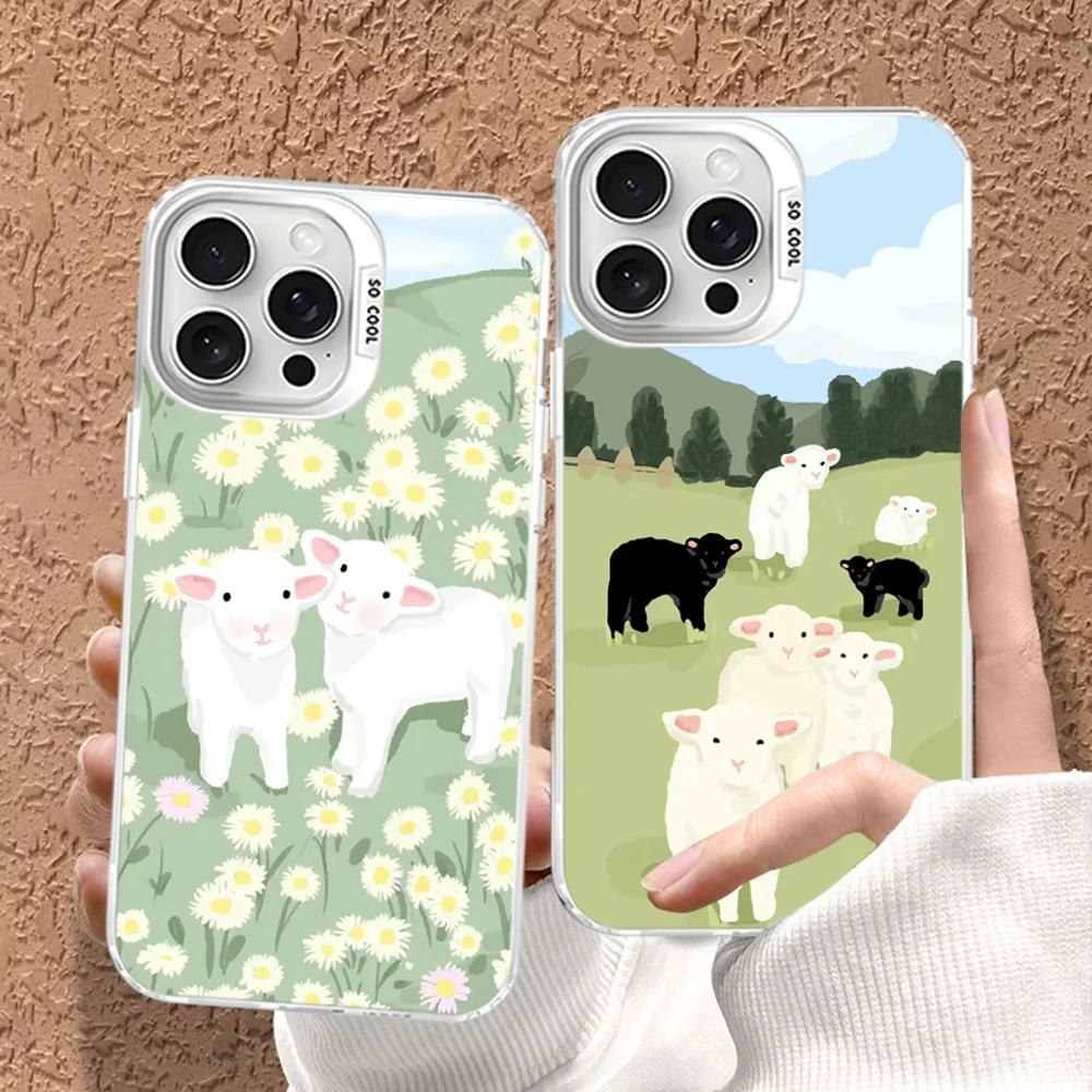 

Cute Lamb Sheep Phone Case For IPhone 16 15 14 13 12 11 Pro Max X XR XSMAX 8 7 Plus Matte Shockproof Back Cover