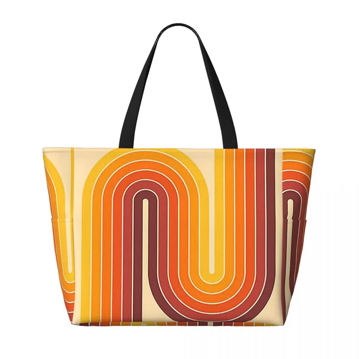 Retro Geometric Double Arch Design 522 Beach Tote Bag Sport Gym Yoga Duffle Large Tote Bag Women Travel Bag Fitness bag