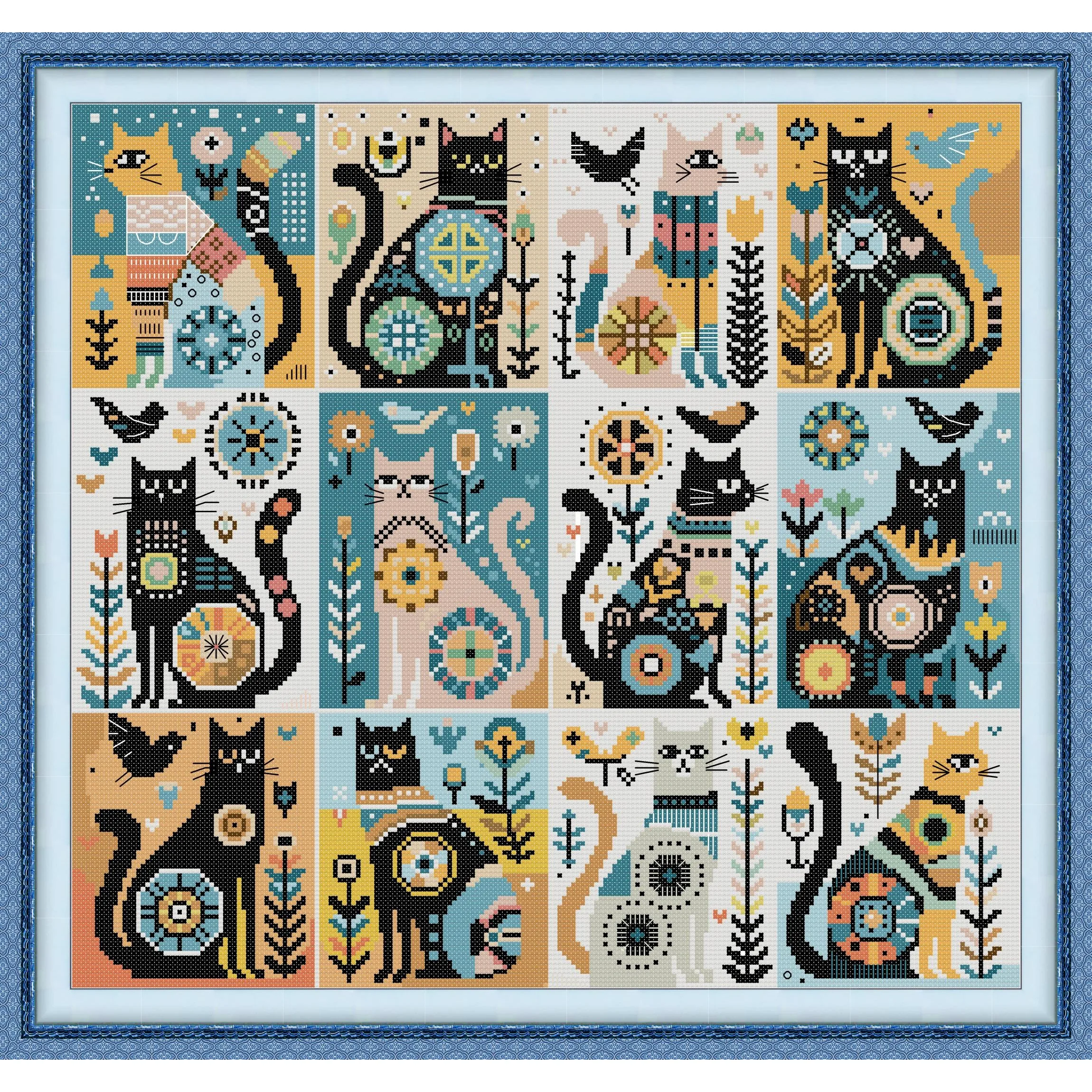 

Набор для вышивки крестом Joy Sunday с предварительной печатью, легкий узор, набор для вышивки из штампованной ткани Аиды, черные кошки