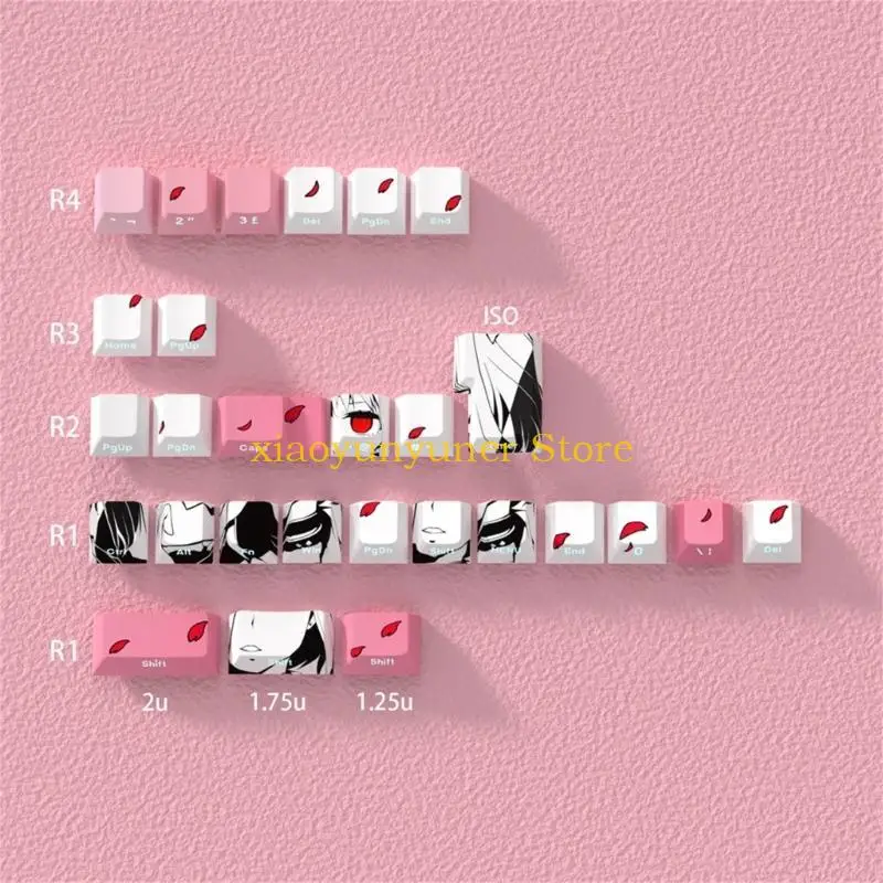 P9JB 136 Keycap Set, Side Print Translucent Keycaps for Mechanical Keyboards