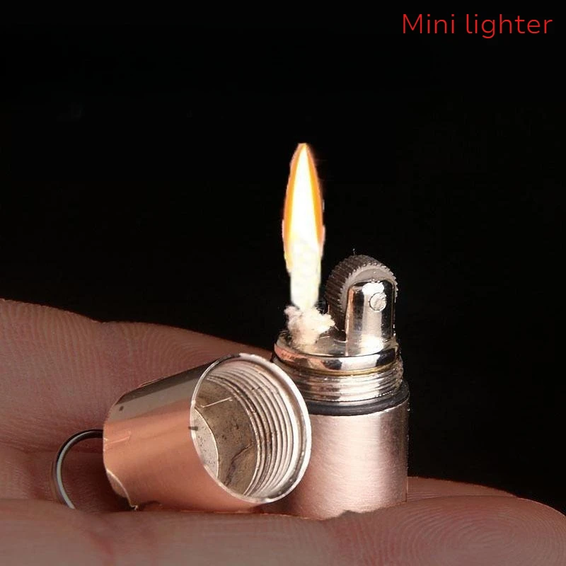 

Metal Mini Keychain Retro Lighter Waterproof Cigarette Lighter Outdoor Camping Portable Essential Gadget Smoking Accessories New