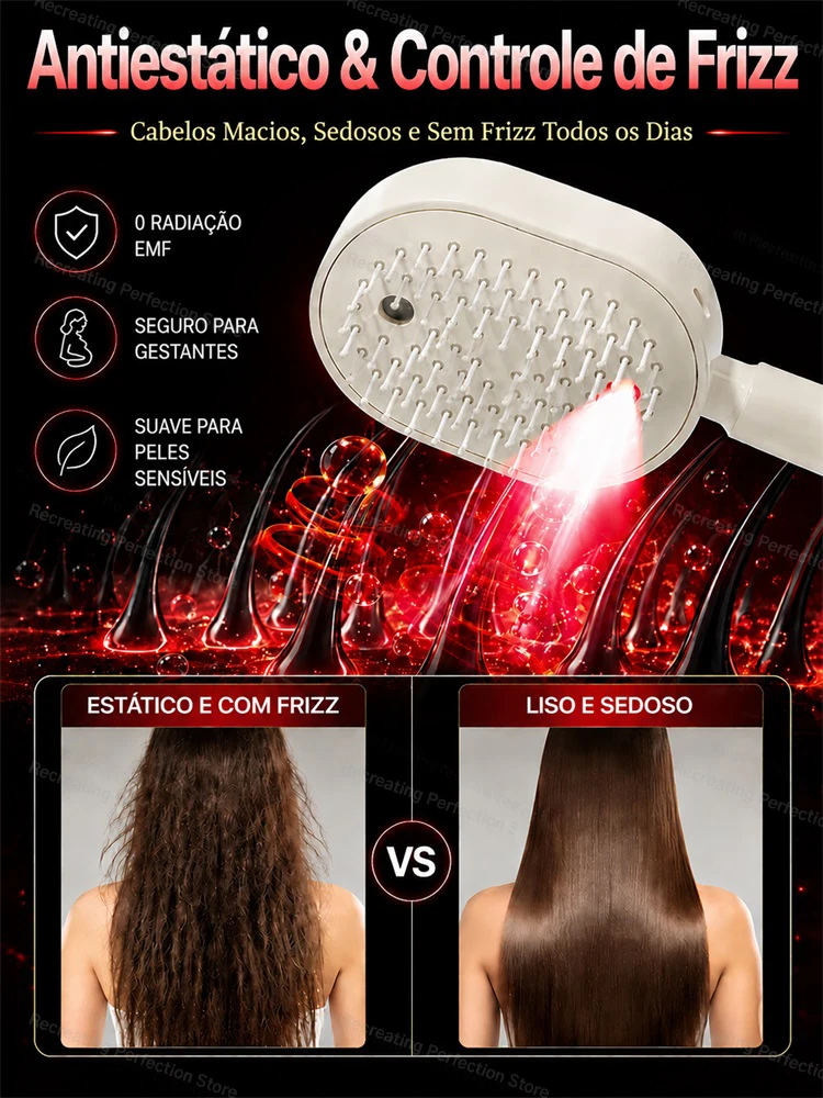 Anti-Frizz Hair Brush Electric Spray Air Cushion Massage Comb with Red Light Therapy & Retractable Teeth– Lightweight & Portable