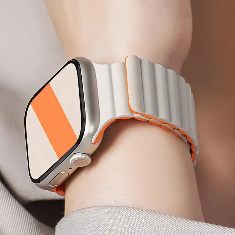 For Apple Watch Ultra 2 49mm 45mm 44mm 40mm 41mm 42 46mm Silicone Bracelet Magnetic Loop Band For Series 10 9 8 7 6 SE 5 4 Strap