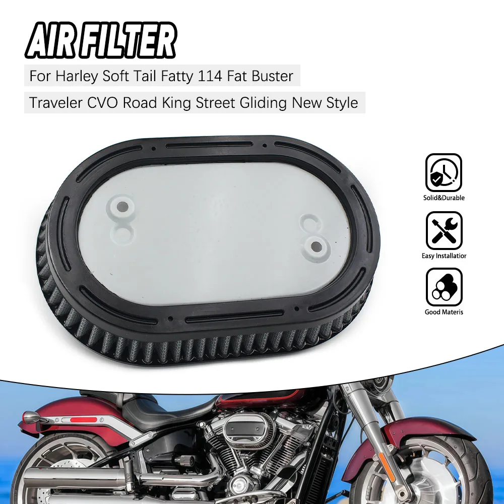 

Motorcycle Air Filter Cleaner Air Intake Filter Element For Softail Fat Boy Street Bob Touring Road King Street Road Glide